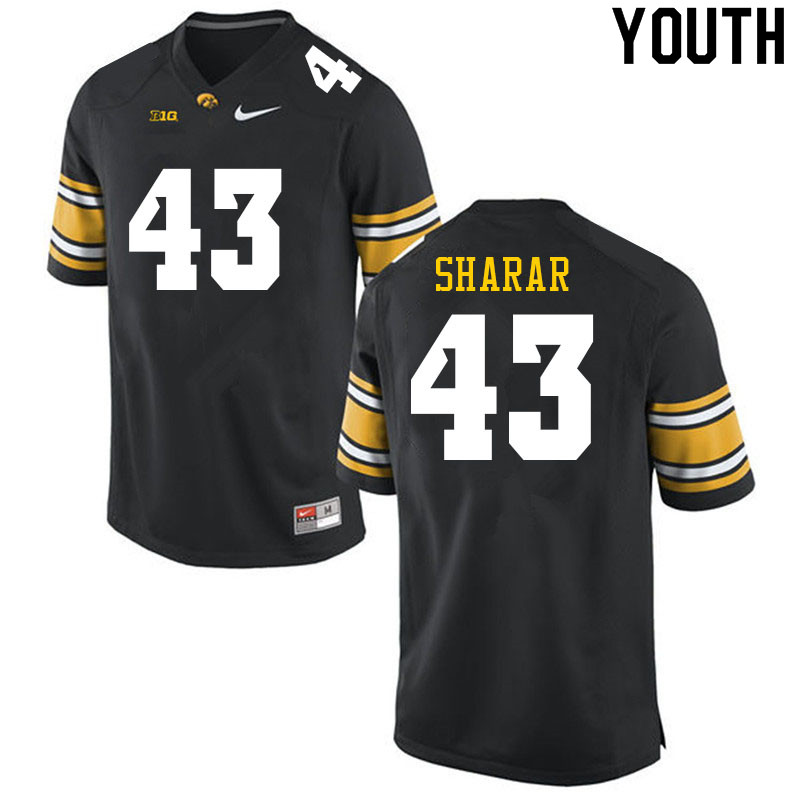 Youth #43 Karson Sharar Iowa Hawkeyes College Football Jerseys Sale-Black